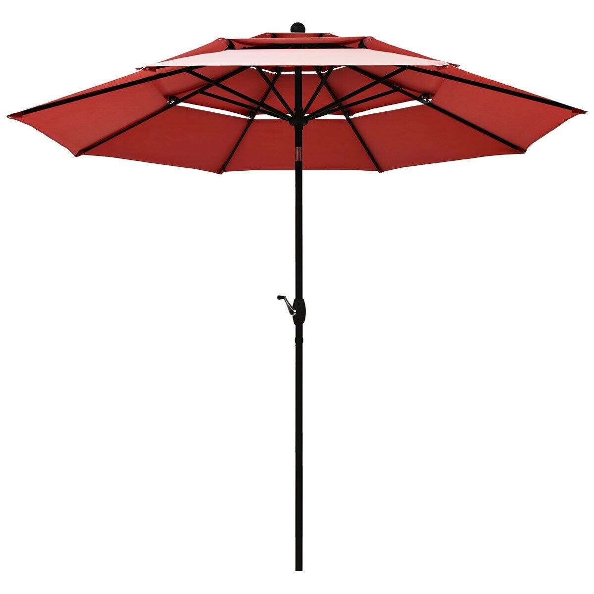 Shop 10 3 Tier Double Vented Patio Umbrella Base Not Included Burgundy Overstock 30655554