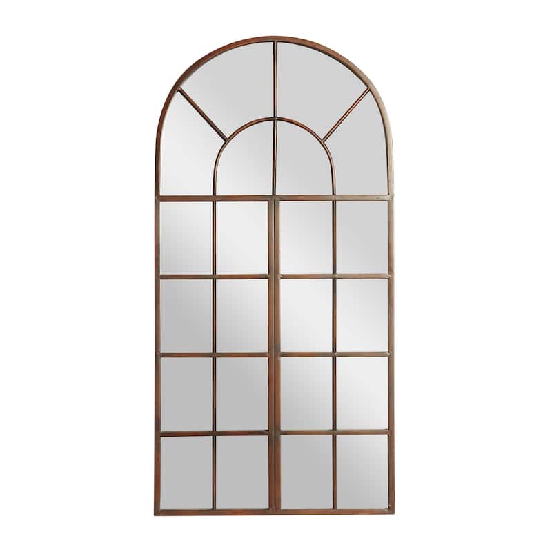 Metal Window Pane Inspired Grid Room Wall Mirror - Copper, Brown, Black - Roche River Decor