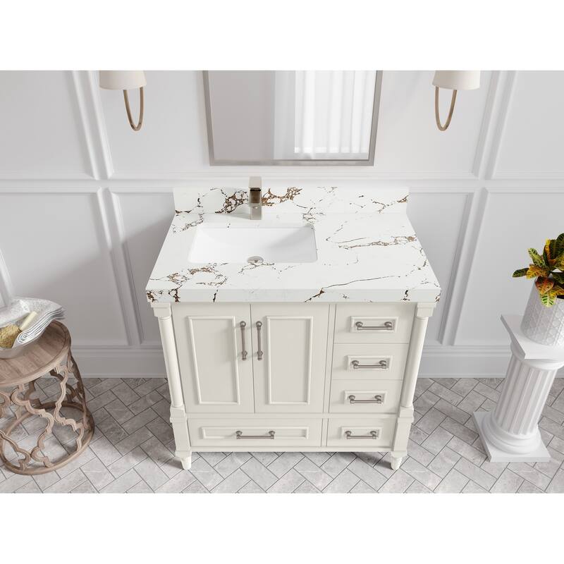 Willow Collections 36 in. W x 22 in. D Aberdeen Left Offset Sink Bathroom Vanity with Countertop