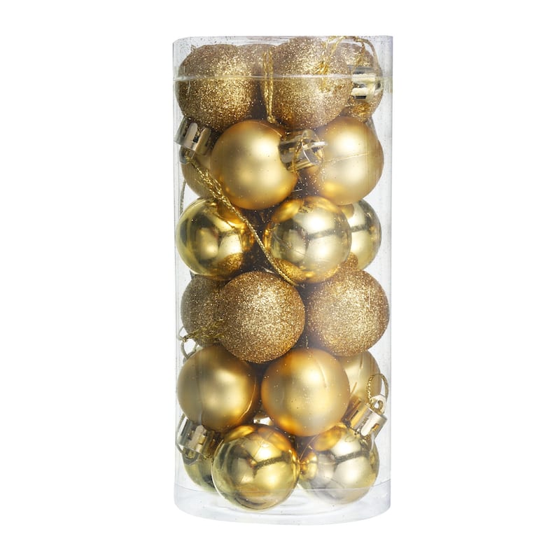 24Pcs 1.1" Christmas Balls Ornaments Shatterproof Hanging Balls Set
