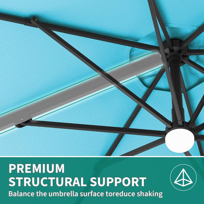 10FT Outdoor Cantilever Umbrella Patio Umbrella with Base - Blue