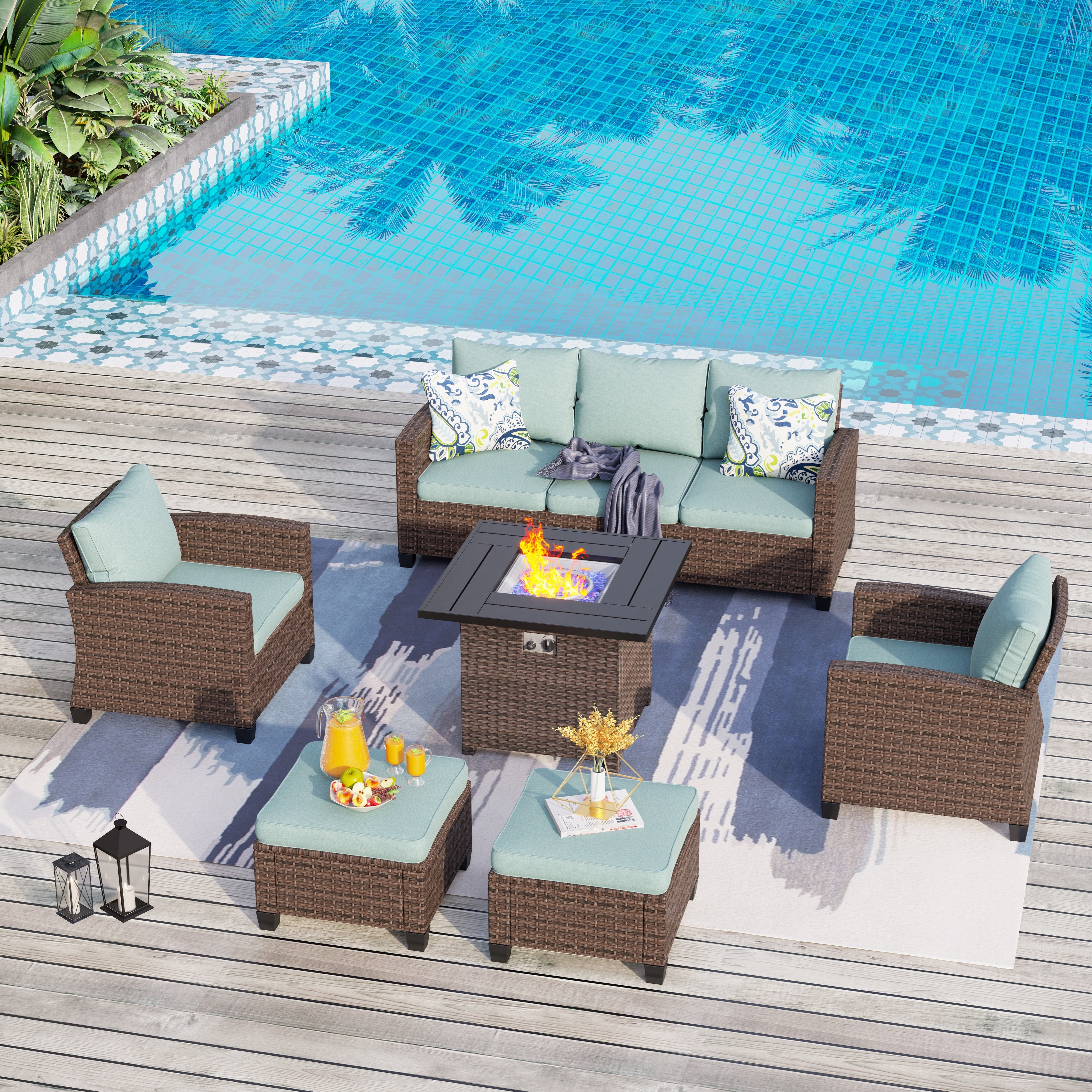 High back best sale outdoor sofa set
