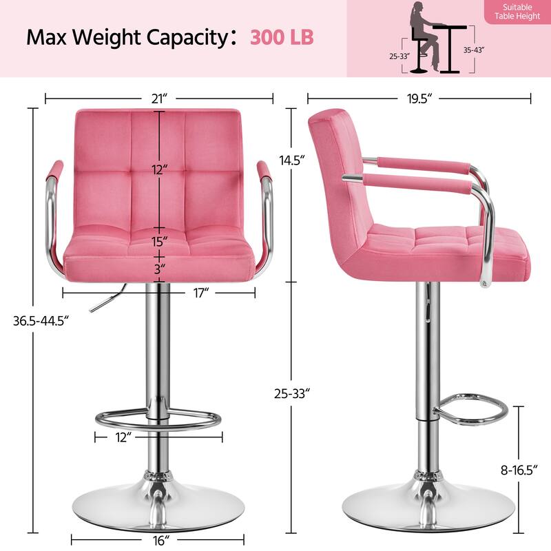 Yaheetech Bar Stools with 360-Degree Swivel and Adjustable Height- Set of 2