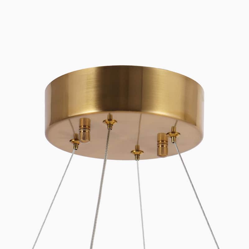 Modern 1-Light LED Crystal Chandelier Gold Drum Lighting for Living Room - D23.6" x H12"