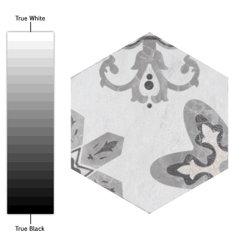 Merola Tile Mazzo Hex Deco Garden 8-1/2" x 9-3/4" Porcelain Floor and Wall Tile