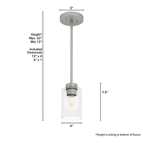 dimension image slide 1 of 4, Hunter Hartland 1-Light Mini Pendant - Kitchen Island, Dining Room, Bedroom - Farmhouse, Industrial