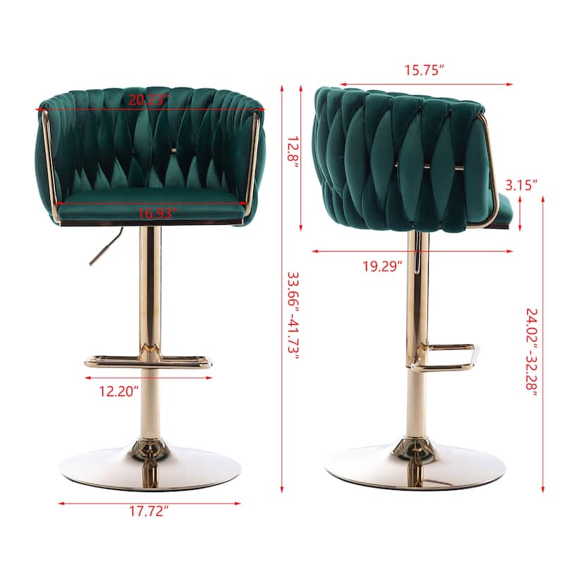 Counter Height Bar Stools Set of 2, Swivel Armless Chairs with Height Adjustable, Kitchen Island Chairs with Chrome Footrest