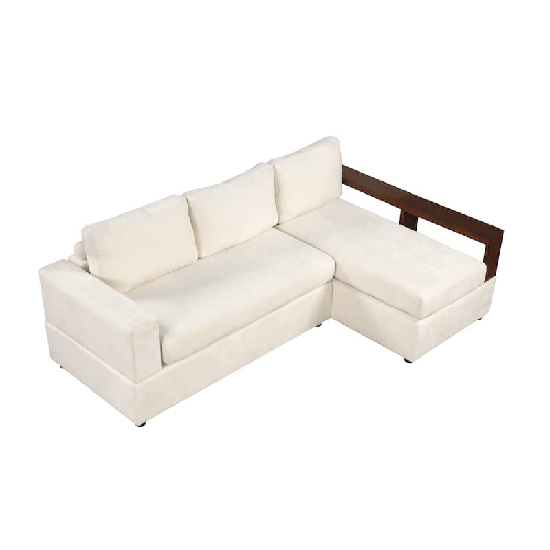 Christopher Knight Home - 87.4" L-Shaped Sectional Sofa with Reversible Armrests and Integrated Chaise Lounge
