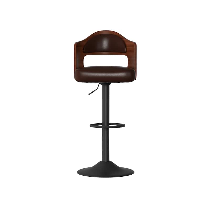 Swivel Bar Stools Set of 2 Seat Adjustable Height 24.5-33.5IN, Wooden Barstools PU Leather Upholstered Bar Chairs