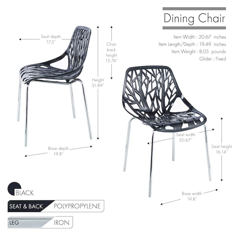 Porthos Home Paola Dining Chairs Set Of 4, Plastic Back, Iron Legs
