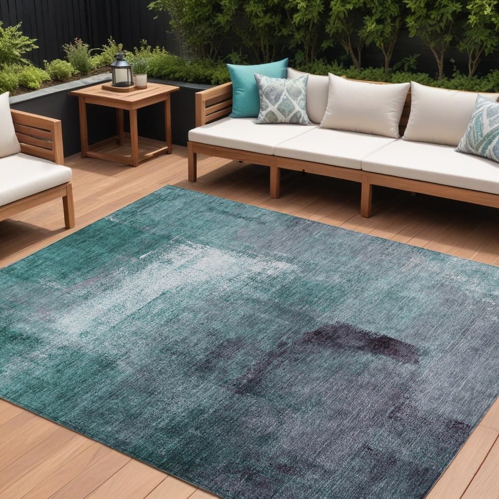 HomeRoots Abstract Transitional Rectangle Outdoor Rug