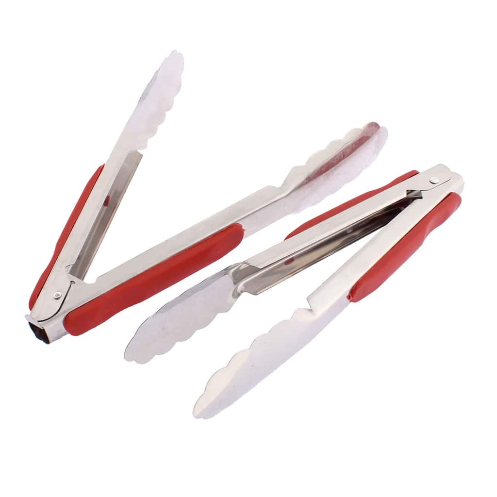 Plastic Coated Grip Stainless Steel Food Bread Tong 9" Length 2PCS - 9" x 1.5"(L*W)