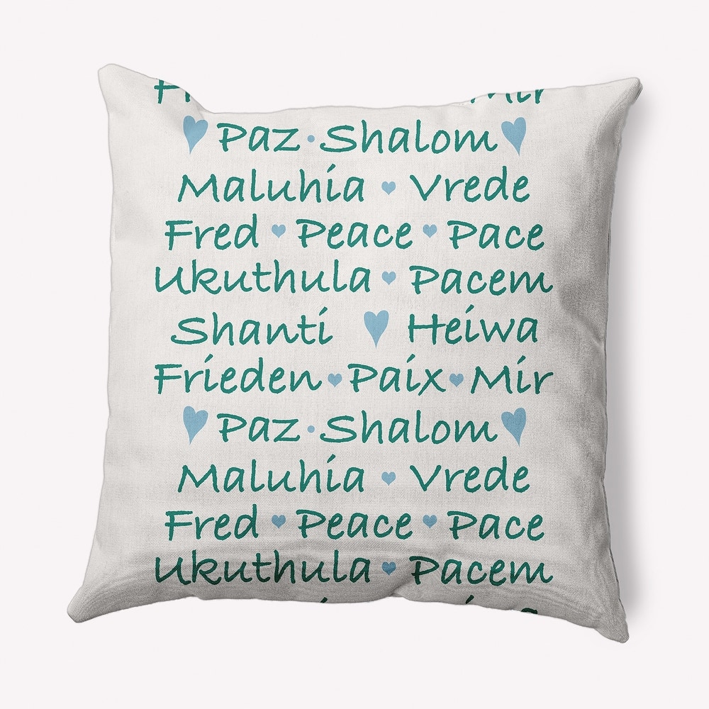 Words of Peace Christmas Soft Spun Polyester Decorative Throw Pillow