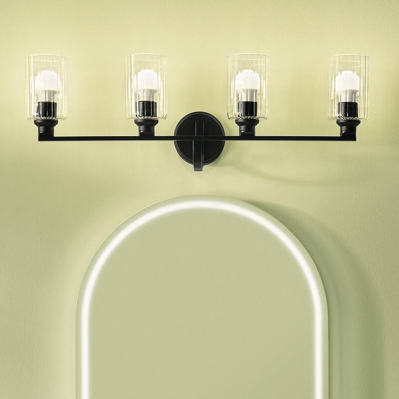 Kichler Lighting Gioe 32.25" 4-Light Vanity Light with Clear Fluted Glass in Black