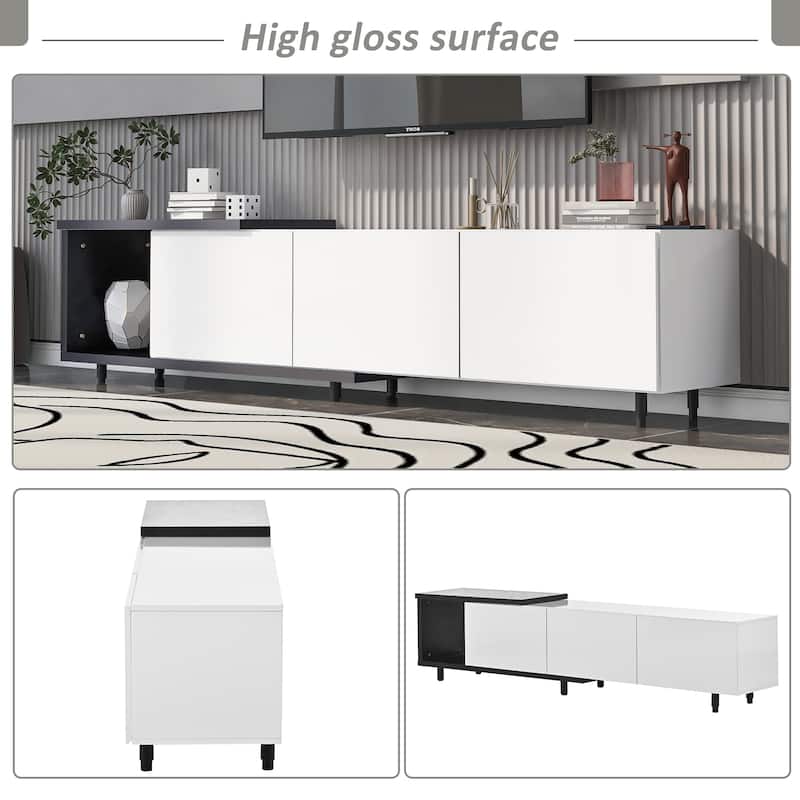 Modern Stylish ExtendableTV Stand TV Cabinet for 80+inch TV - 70.1" D x 15.1" W x 18.5" H