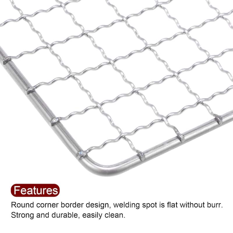 2pcs Square BBQ Grill Net 17.3"x7.5" Stainless Steel Barbecue Mesh for Baking