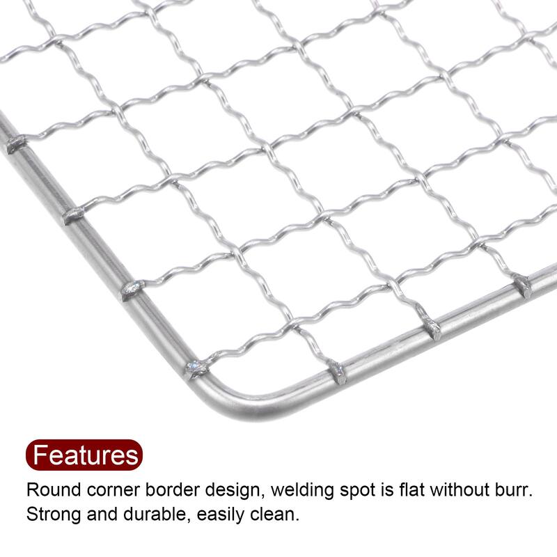 Square BBQ Grill Net 12.6"x10.2" Stainless Steel Barbecue Mesh for Baking