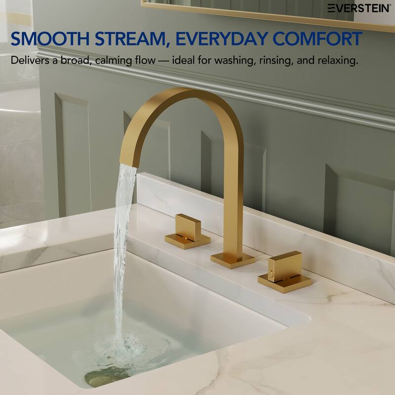 Two handles 3 holes Waterfall Bathroom Sink Faucet with Drain Assembly