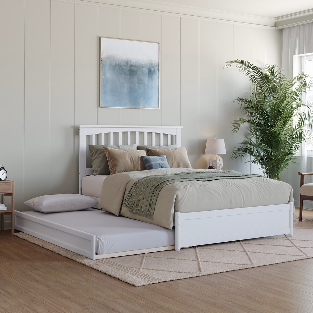 Everett Platform Bed with Panel Footboard and Twin Trundle