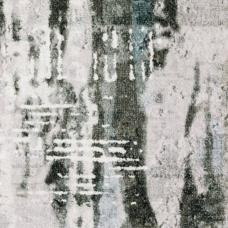 Vista Home Marissa Washable Modern Abstract Grey/ Teal Indoor Area Rug