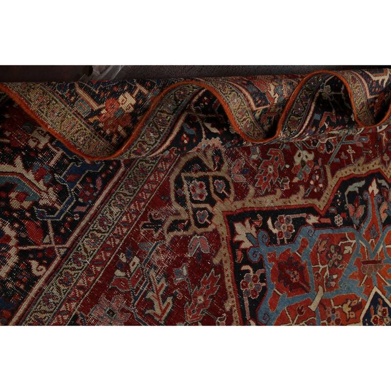 Antique Vegetable Dye Heriz Serapi Persian Wool Area Rug Hand-knotted - 11'7" x 15'10"
