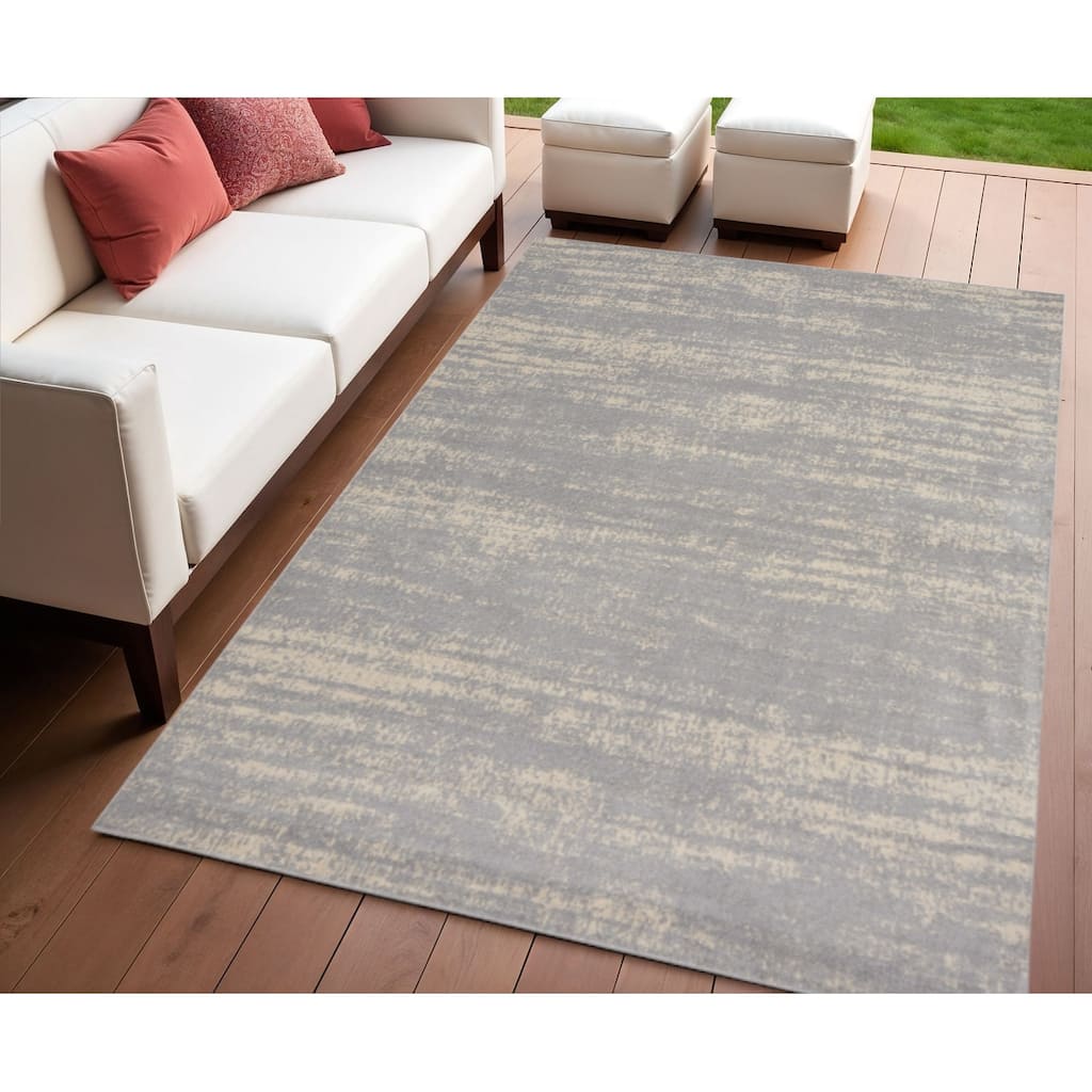 HomeRoots Abstract Contemporary Rectangle Outdoor Rug - 4' X 6'