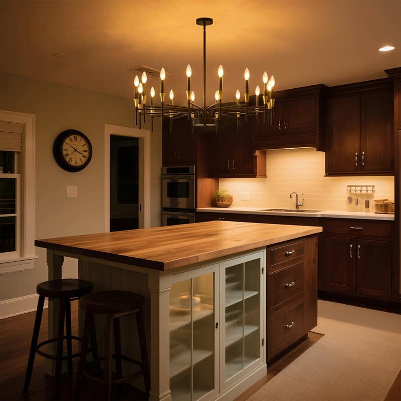 Modern Farmhouse Chandelier Black and Gold Round Candle Chandeliers