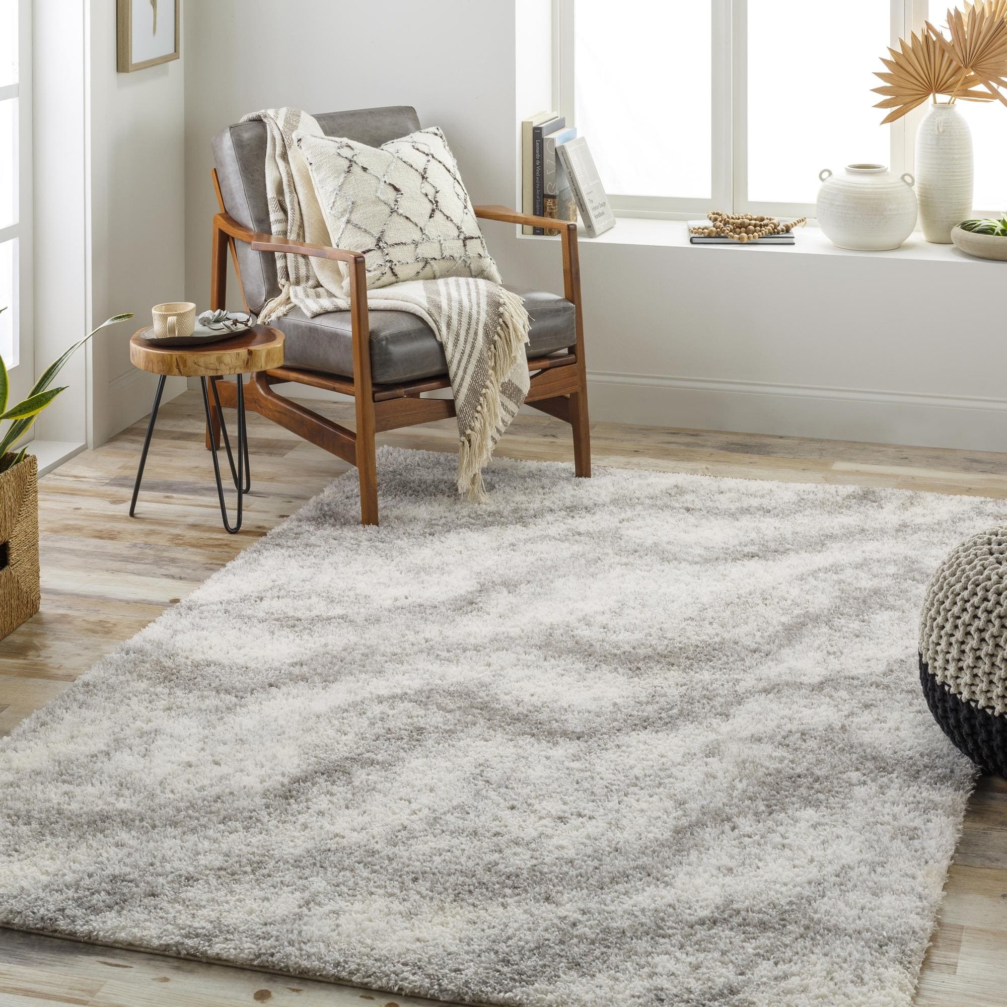 Livabliss Casual Cloudy Shag Abstract Area Rug