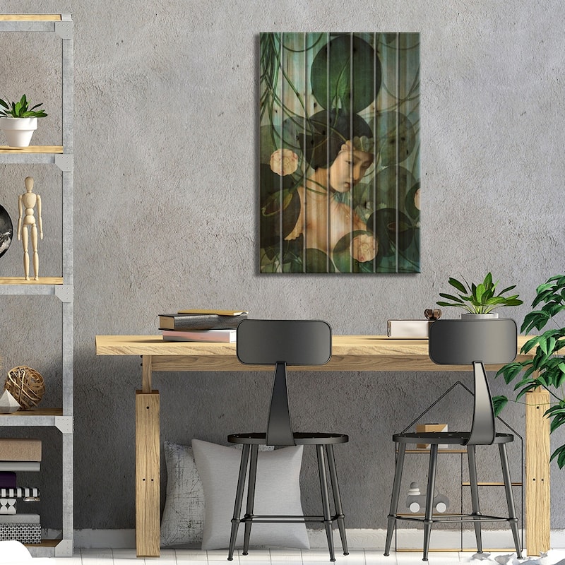 Tangled Print On Wood by Catrin Welz-Stein - Multi-Color