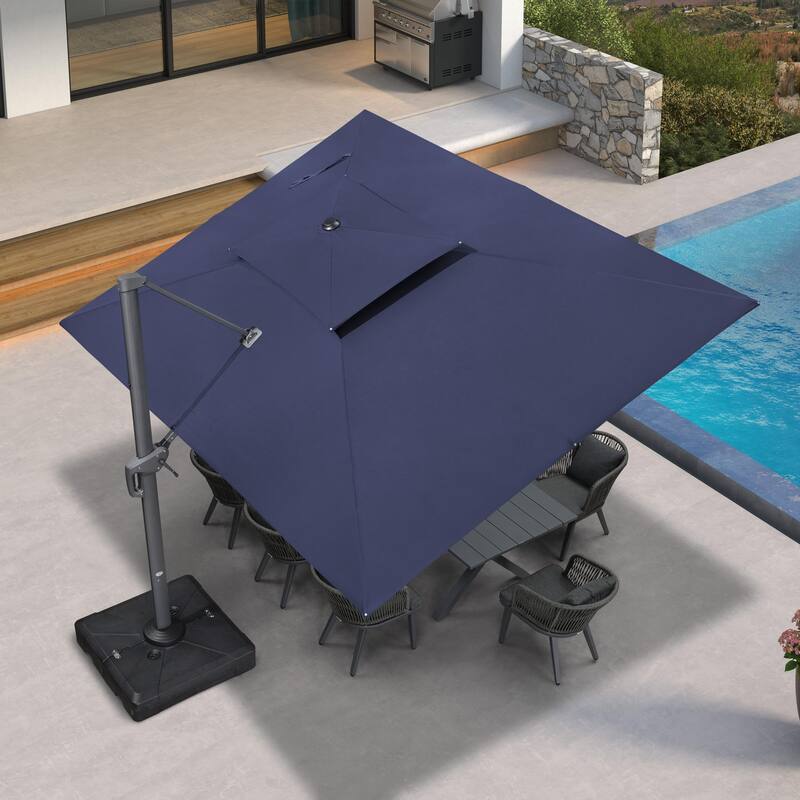 PURPLE LEAF Patio Cantilever Umbrella with 360 Degree Rotation