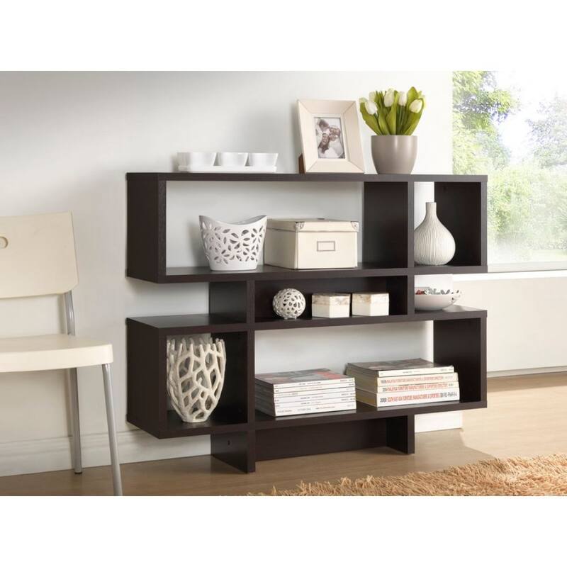 Cassidy 4-Level Dark Brown Modern Bookshelf - 44"W x 11.375"D x 35.25"H