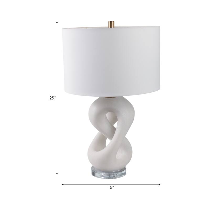 Stone Modern Table Lamp with Sculptural Base Fabric Shade - 25" White - 15" x 15" x 25"