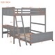preview thumbnail 15 of 19, Full Over Full Bunk Bed with Desk & Drawers, Wood Loft Bed Frame