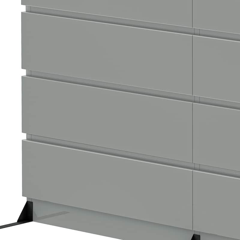 Moasis 8 Drawer High Gloss Dresser with RGB LED Light for Modern Bedroom Storage