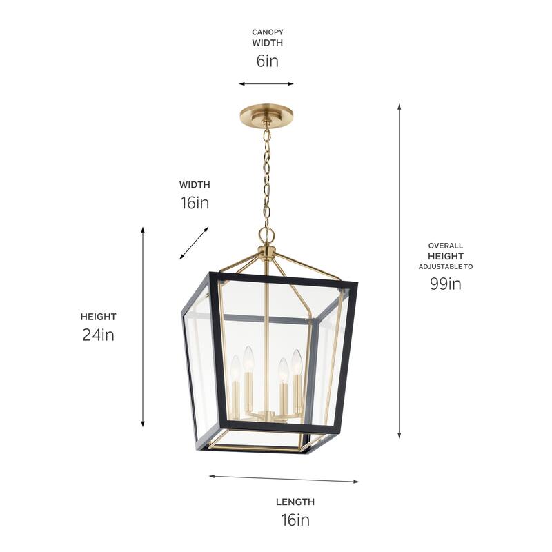Delvin 24 in. 4-Light Pendant Light with Removable Glass