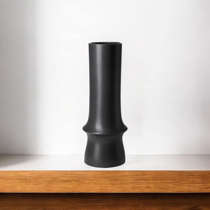 Tall Matte Black Ceramic Table Vase 17-Inch Modern Cylinder Decor for Living Room - 6" x 6" x 17"