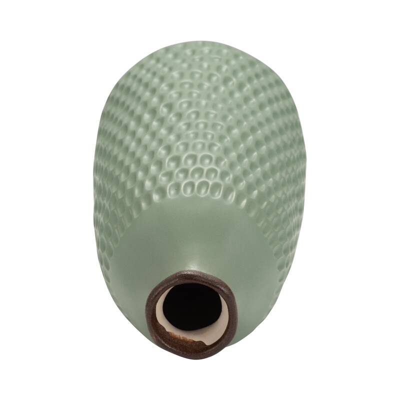 Ceramic Modern Dimpled Texture Vase - Green, 16"