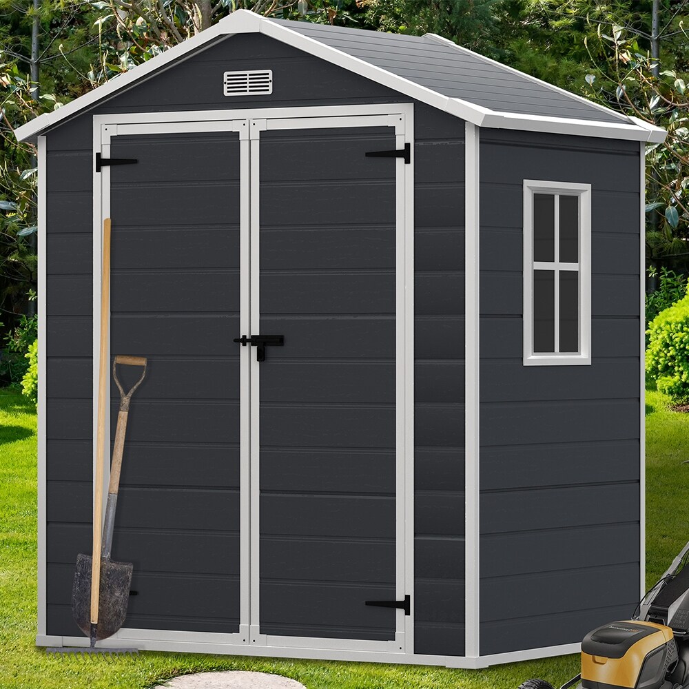 VEIKOUS 10'x6' Outdoor Storage Shed with Galvanized Steel Double Doors - 10×6