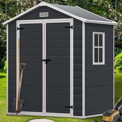 6 ft x 4 ft/6 ft x 8 ft/8 ft x 10 ft All-Weather Resin Outdoor Plastic Storage Shed w/Floor, Spire Tool Shed