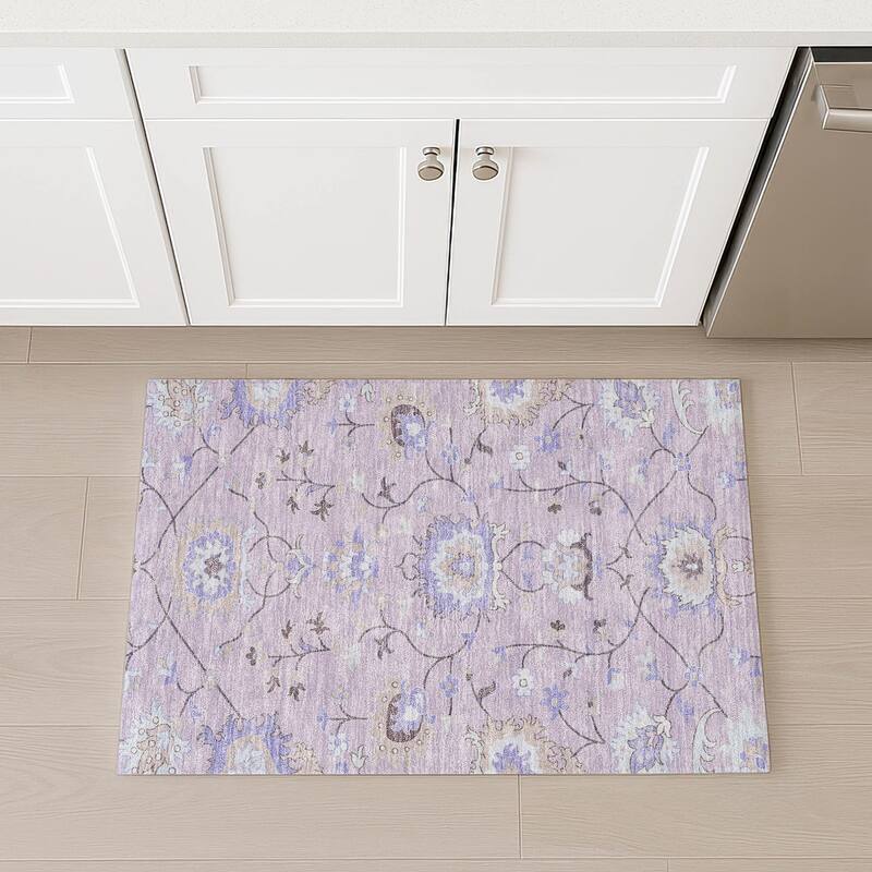 Machine Washable Indoor/ Outdoor Traditional Serena Chantille Rug