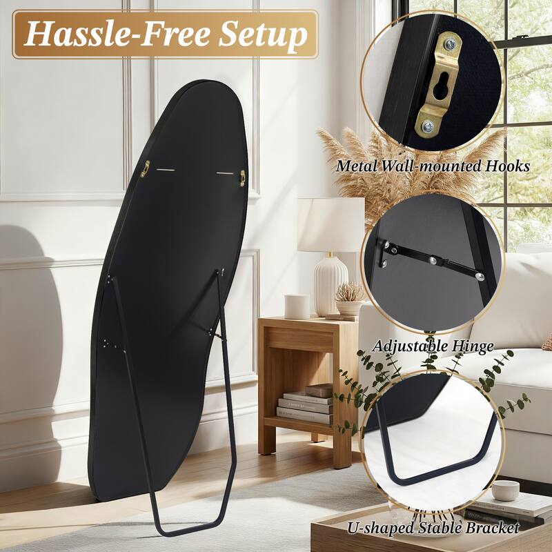 Aluminum Alloy Irregular Full-Length Floor Mirror-Freestanding, Wall-Mounted or Leaning - 24x63