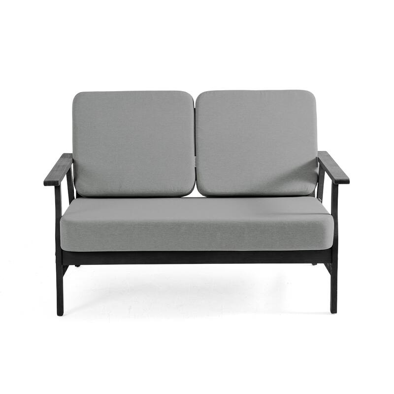 Casual Wood Cushioned 5-Piece Outdoor Patio Conversation Set