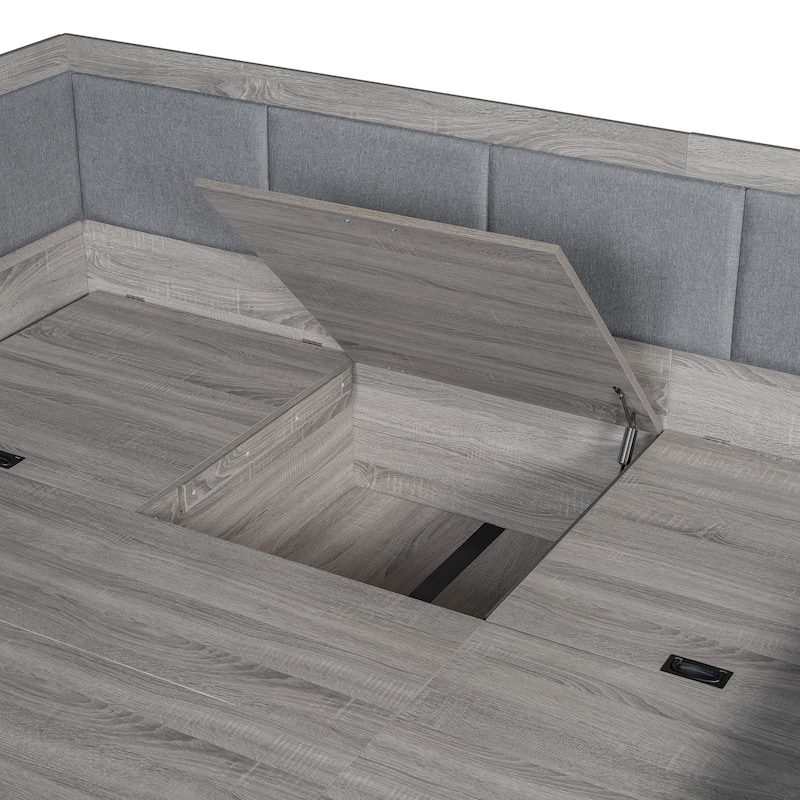 Modern Style Daybed with Three Drawers and Three Storage Compartments for Bedroom