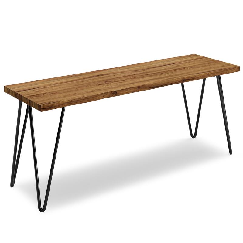 WYNDENHALL Emanuel SOLID MANGO WOOD 42 inch Wide Industrial Contemporary Bench in Natural - 12.8" d x 42.3" w x 16.7" h