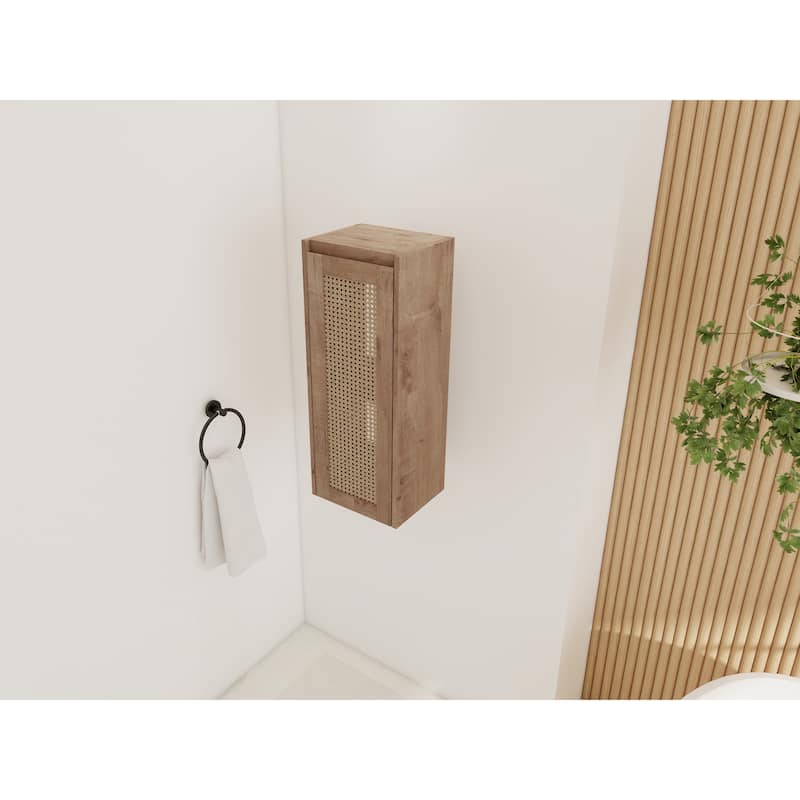 12" Bathroom Side Cabinet,Soft Close Doors,Float Mounting Design
