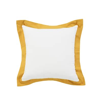 HomeRoots 20" X 20" White And Golden Yellow 100% Cotton Geometric Zippered Pillow