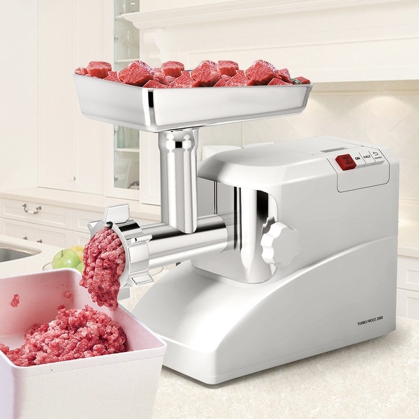 Costway 2000 Watt Meat Grinder Electric 2.6 Hp Industrial Meat Grinder 3 Speed W/3 Blade - WHITE