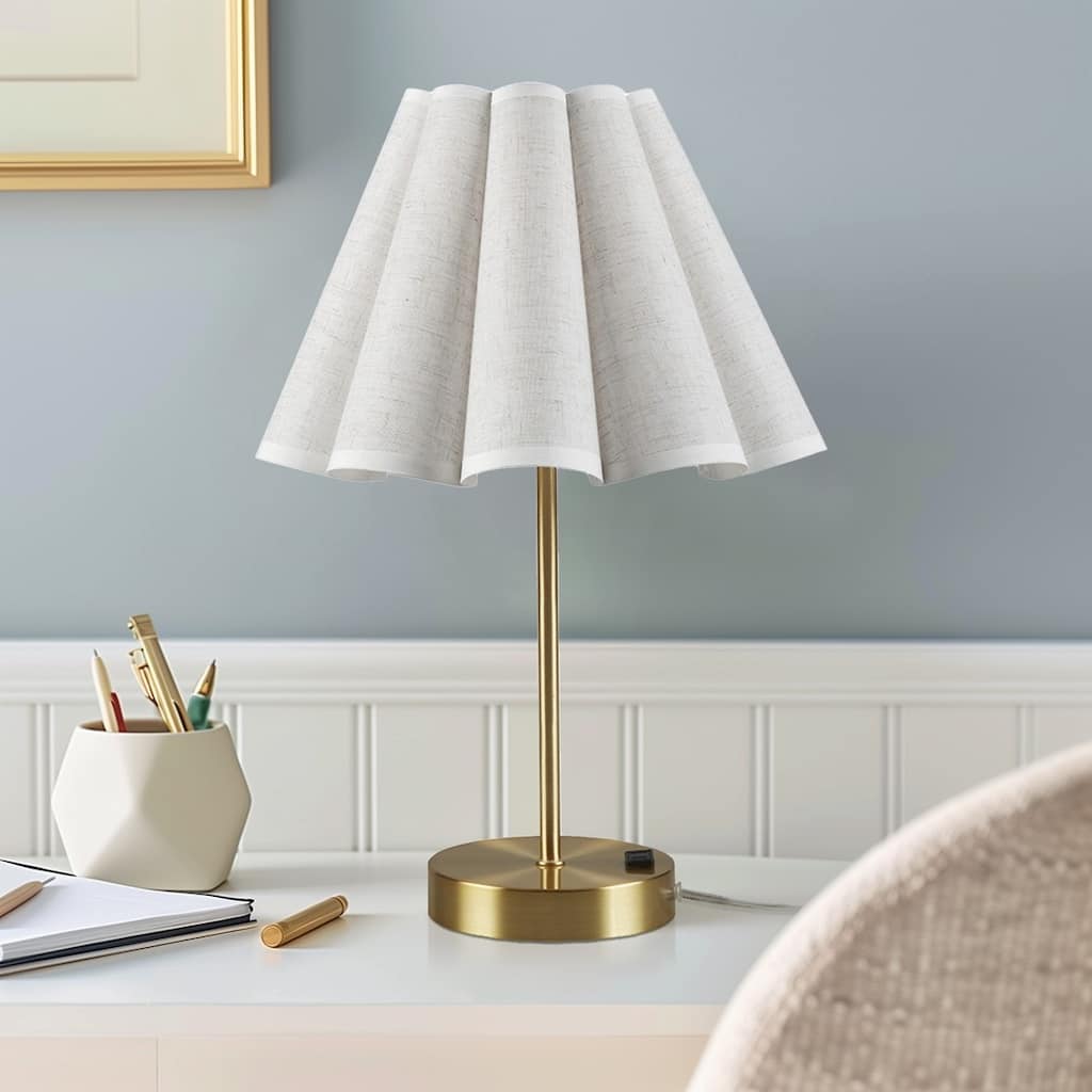 Tap-Control and Dimmable Accent Table Lamp with Power Outlet Gold See below