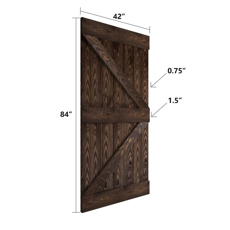 Coast Sequoia 84in. x 84in. K Series Embossing DIY Knotty Wood Double Sliding Barn Door With Hardware Kit