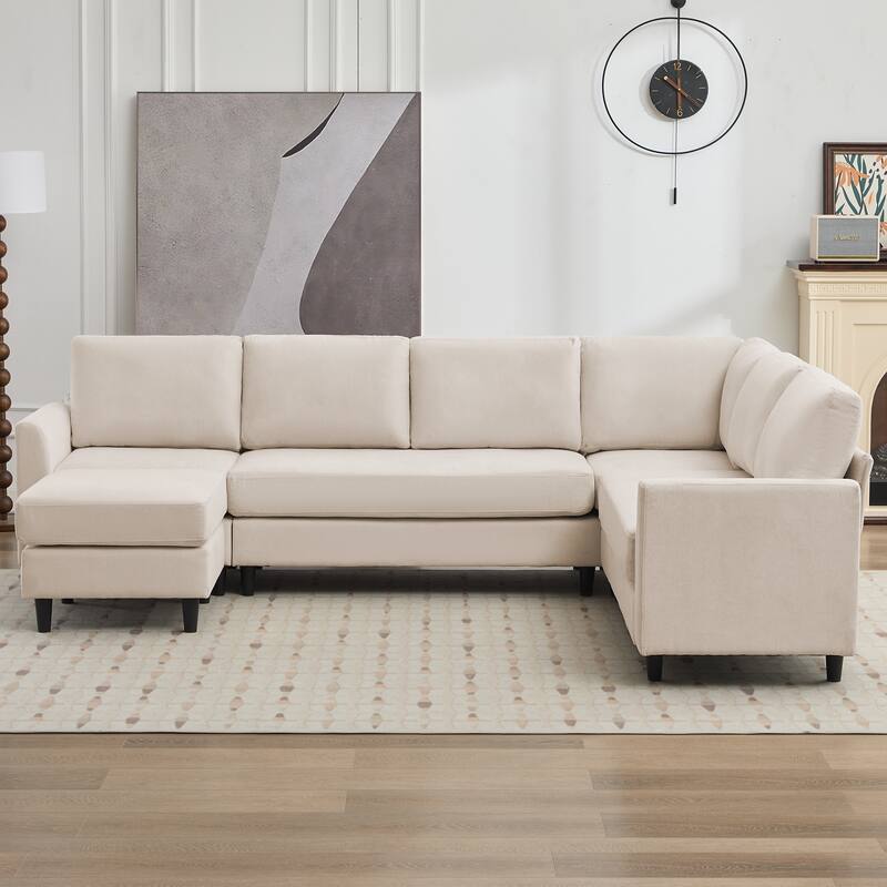 Snow Velvet Sectional Sofa
